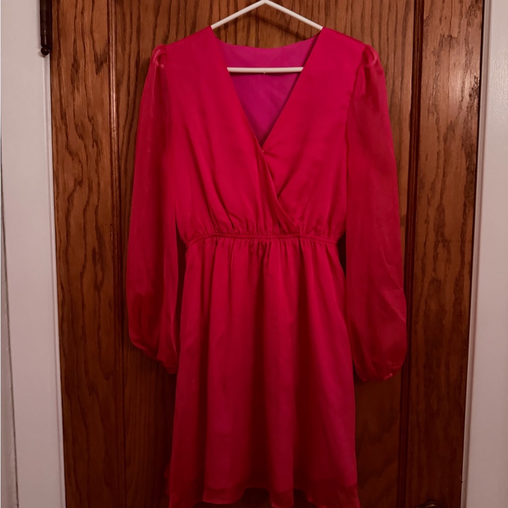 Elegant Long Sleeve Pink Dress